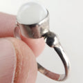 White Cats Eye Cabochon Vintage Ring Size 6 3/4 in Sterling Silver 925