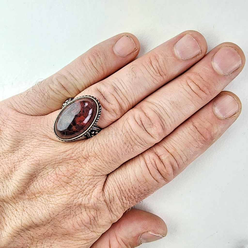 Baltic Amber Russian Beaded Ring Size 12 Sterling Silver 875 Vintage