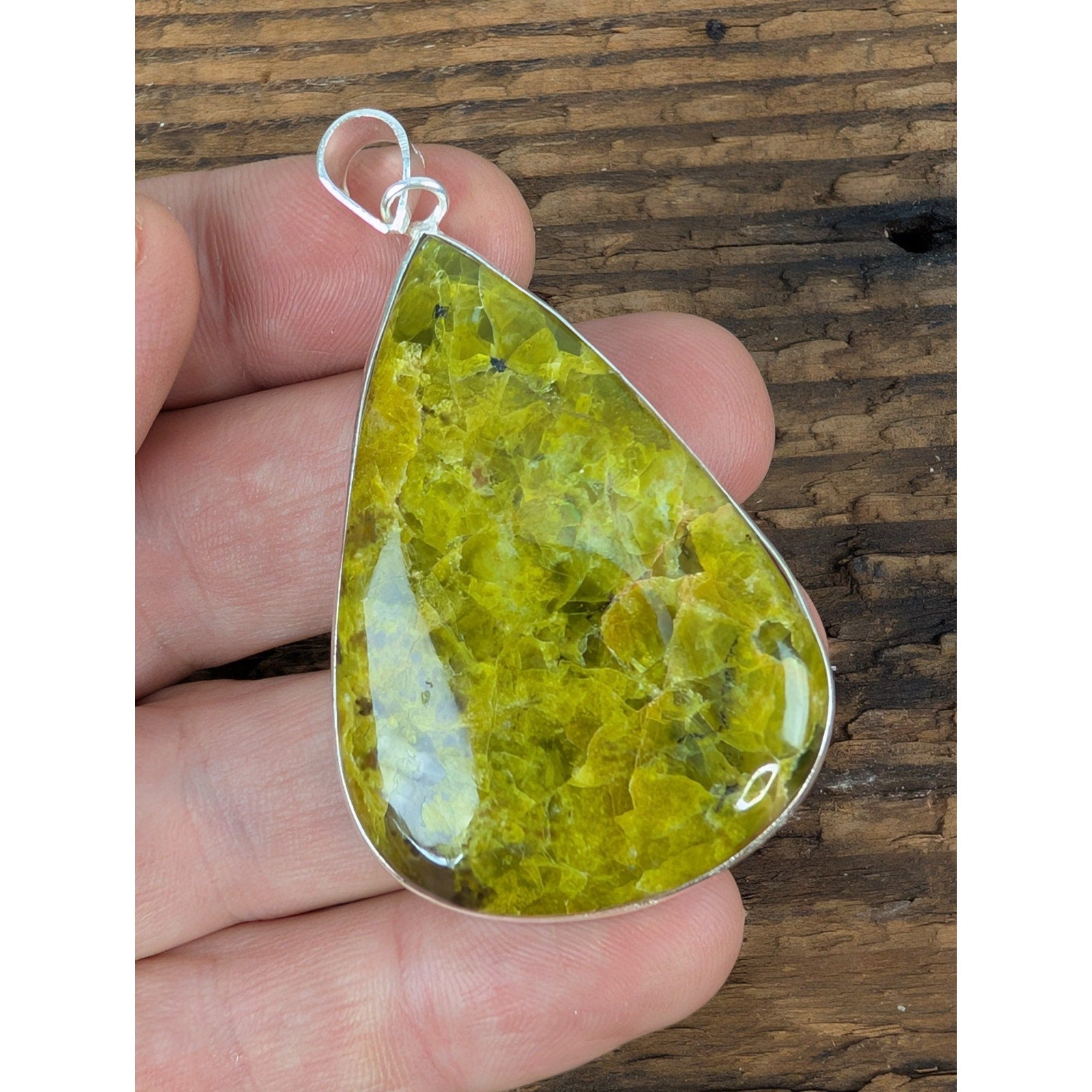 Peruvian GREEN OPAL Sterling Silver 925 Statement Pendant New 25g