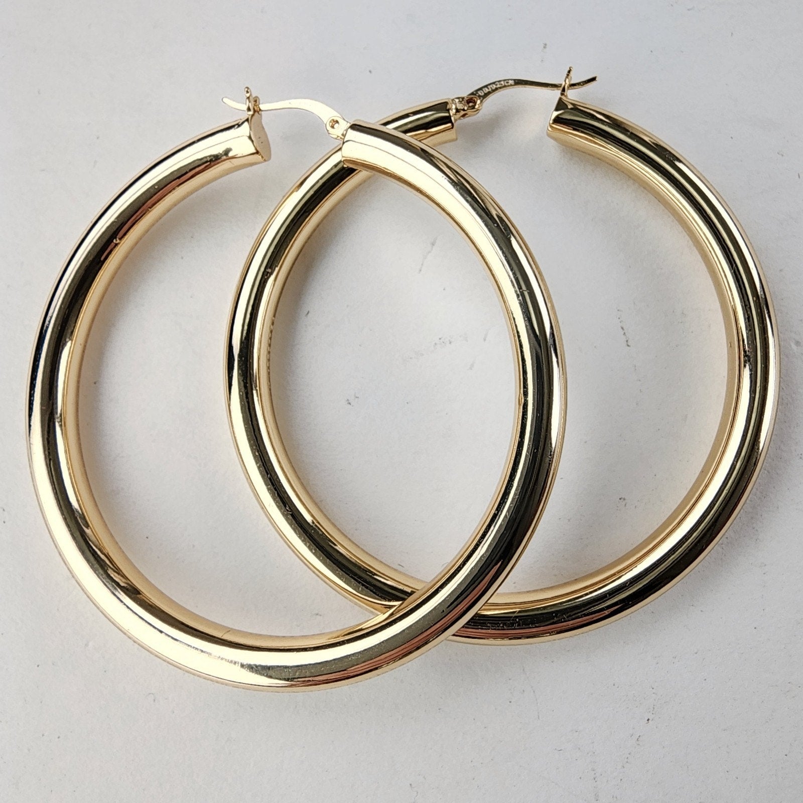 Giant 2" Hoop Earrings Gold Over Sterling Silver 925