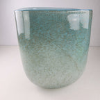 Seafoam Green Bubble Trap Art Glass Vase Hand Blown Square Vessel