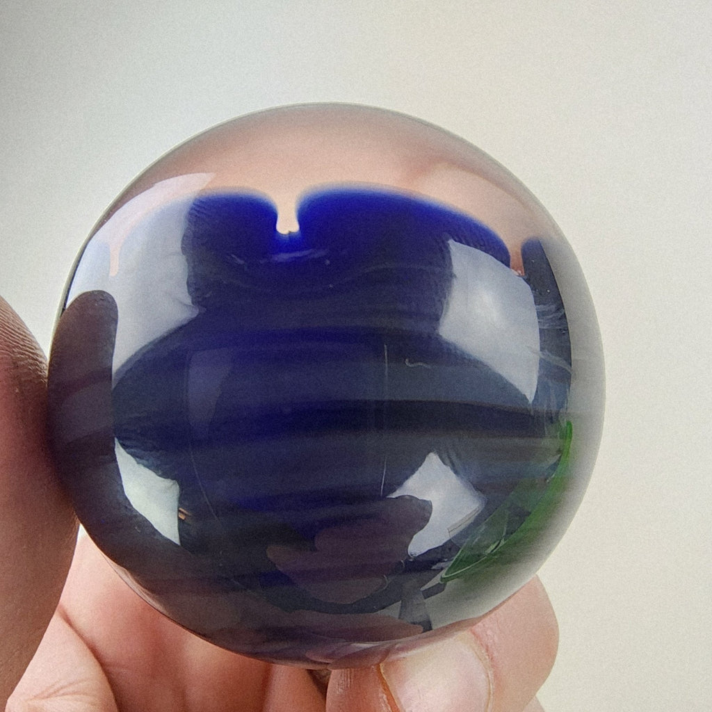 50mm Dichroic Blue Vortex Marble Borosilicate Handmade