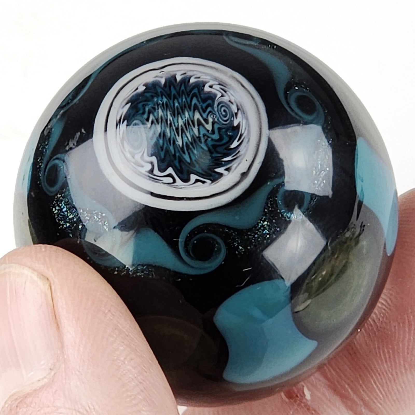 38mm Opal WigWag Dotstack Boro Glass Marble Unsigned Handmade Heady