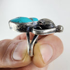 ME Chavez Turquoise Sterling Silver Ring Size 8 Navajo Native Old Pawn