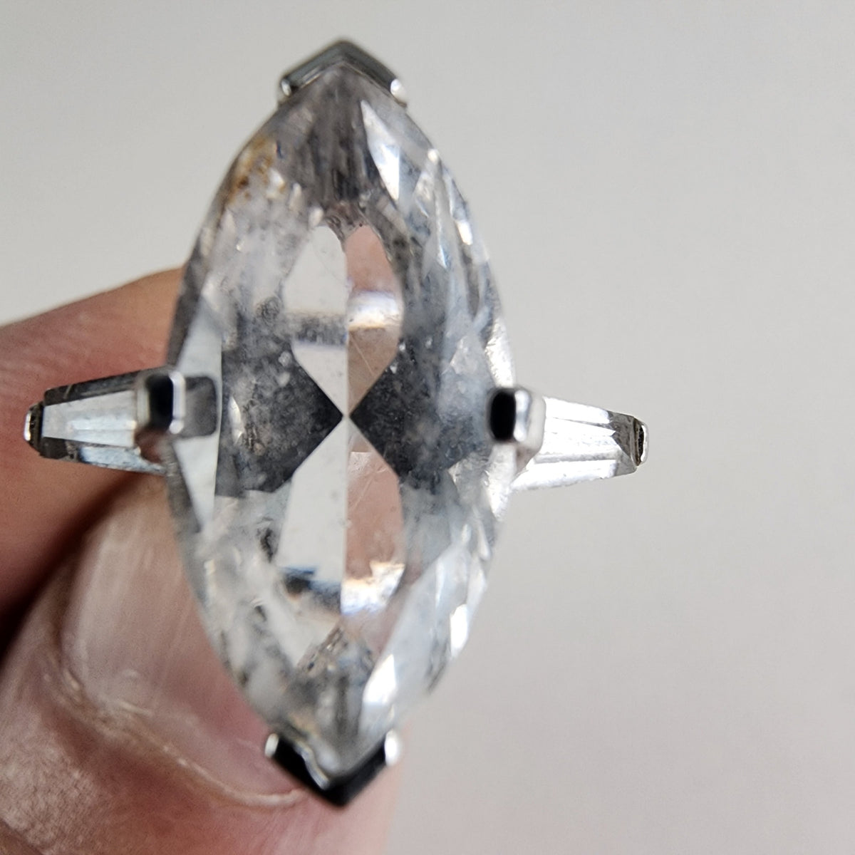 Vintage Marquis Cut CZ Cocktail Ring Size 7 in Sterling Silver 925