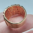 Channel Set Orange Stone Ring Size 7 Sterling Silver 925