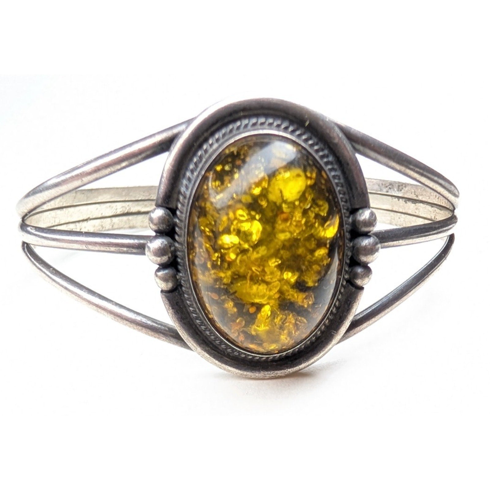 Baltic Amber Native Sterling Silver 925 Cuff Vintage