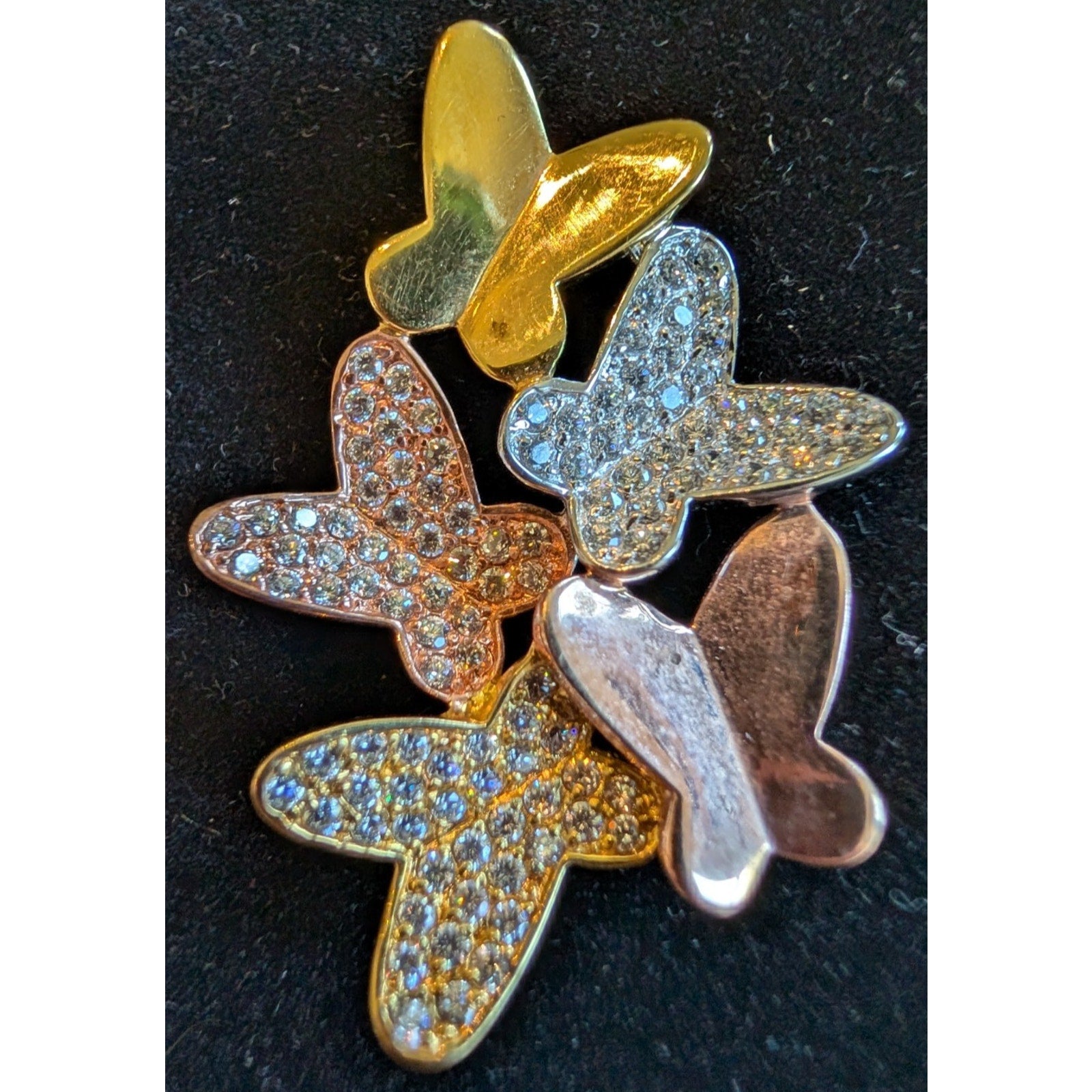 Tricolor Butterfly Sterling Silver 925 Pendant