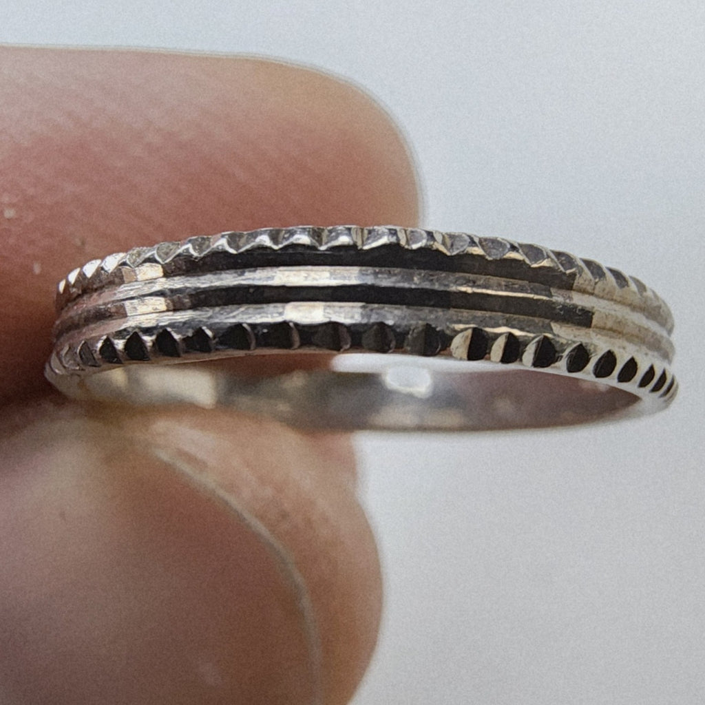 Diamond Cut Ring Sterling Silver 925 Textured Band Ring Size 7 1/4