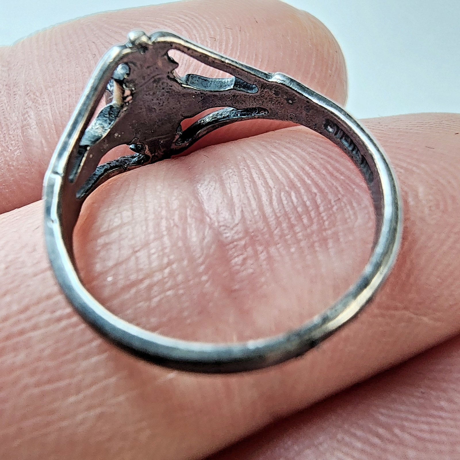 Peach Enamel Sterling Silver Bali 925 Open Ring Size 5 1/2 Vintage