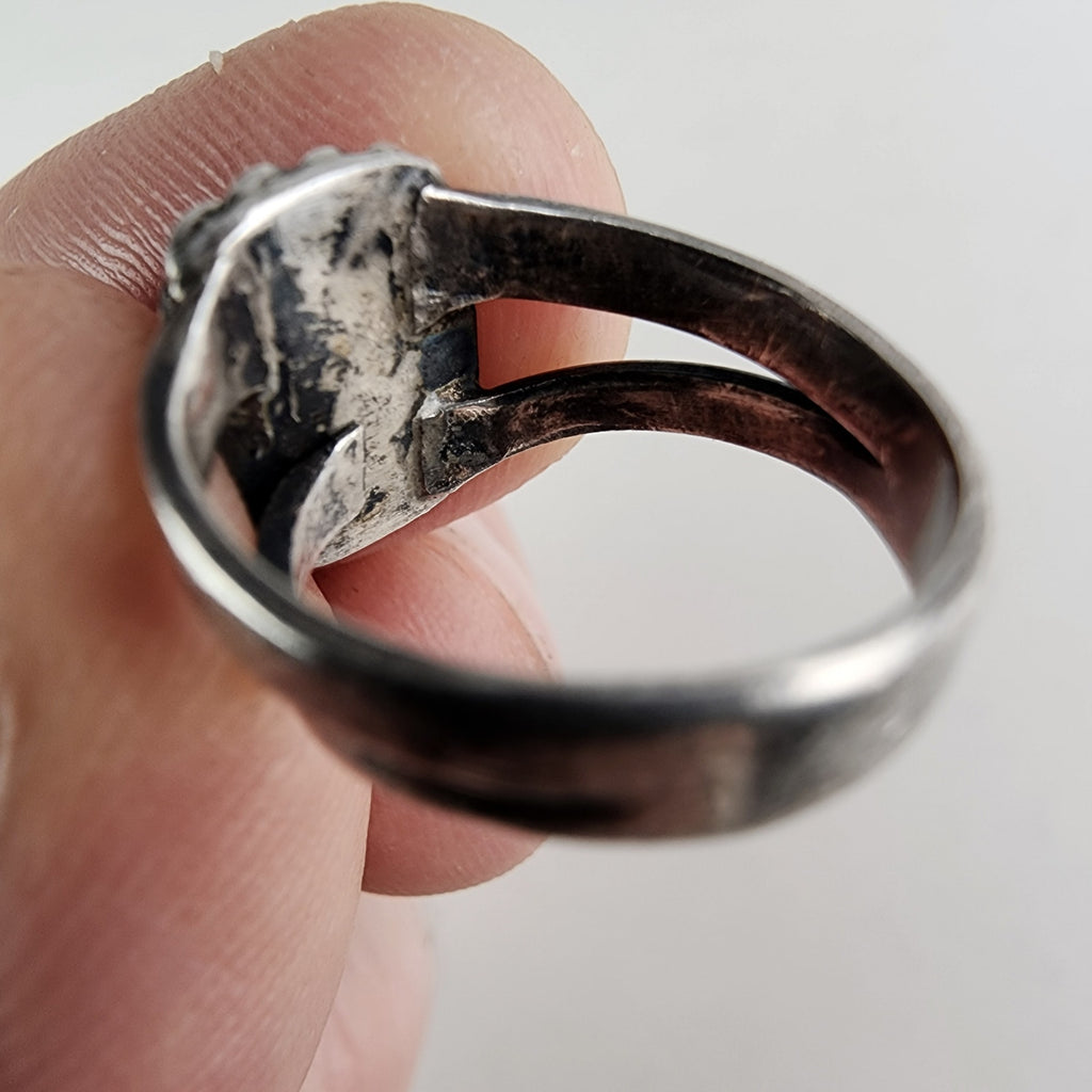 Old Pawn Green Turquoise Ring Size 3 in Sterling Silver 925