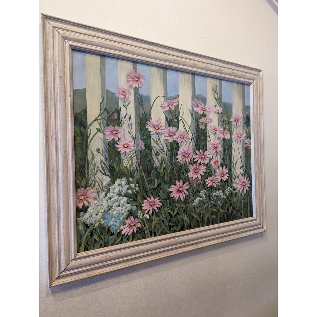 Anita Eaton (1931-2022) - "White Fence" Painting - Large Acrylic on Panel