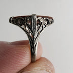 Anitque Victorian Druzy Filigree Ring Size 6 3/4 in Sterling Silver 925