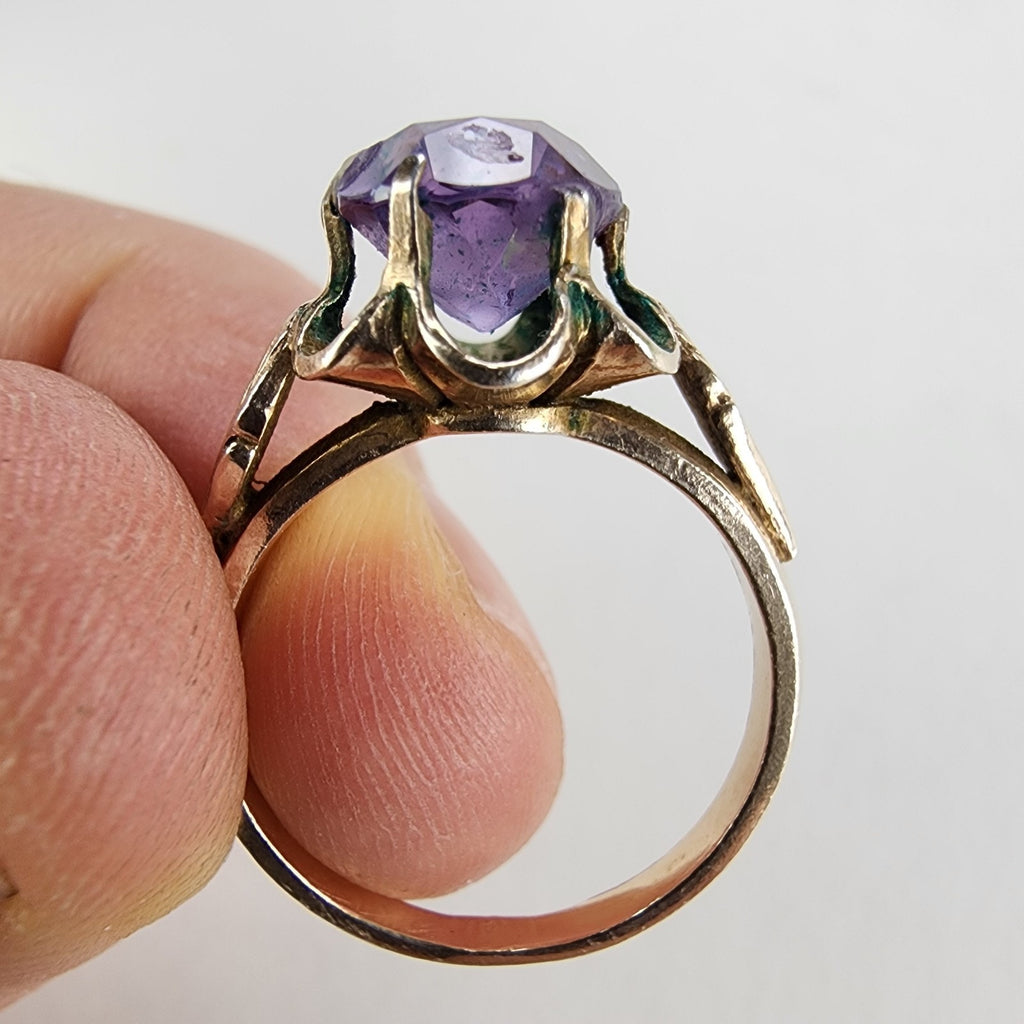 Blue to Purple Sapphire Russian Ring Size 9 Sterling Silver 875 Gold Finish