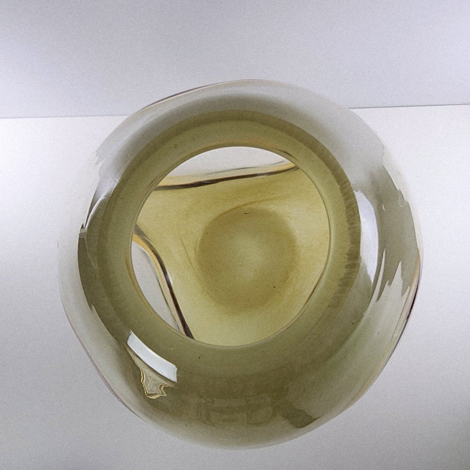 12" Eastern Tan Window Glass Vase Vintage Hand Blown