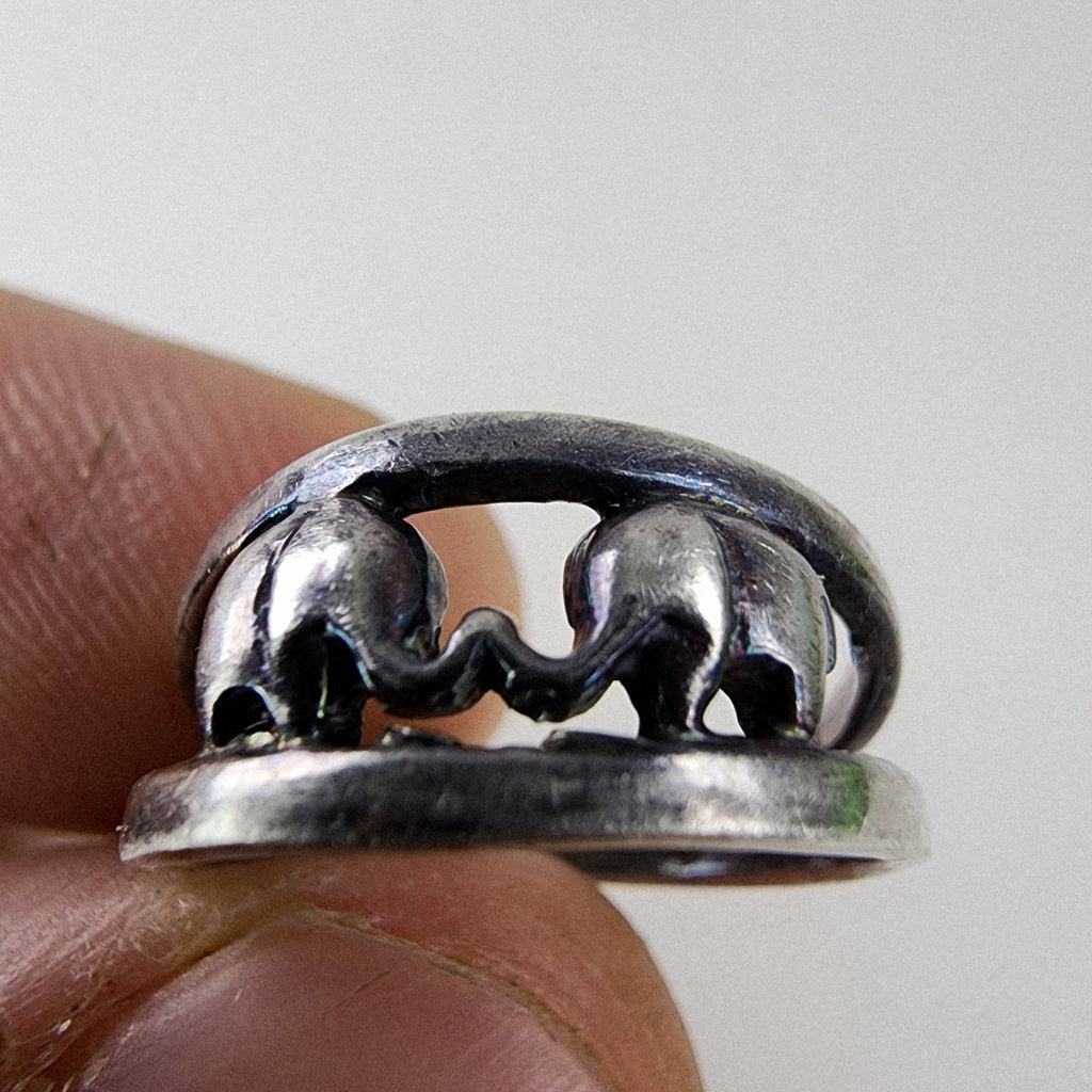 Elephant Pair Ring Size 7 Sterling Silver 925 Merging Band Vintage