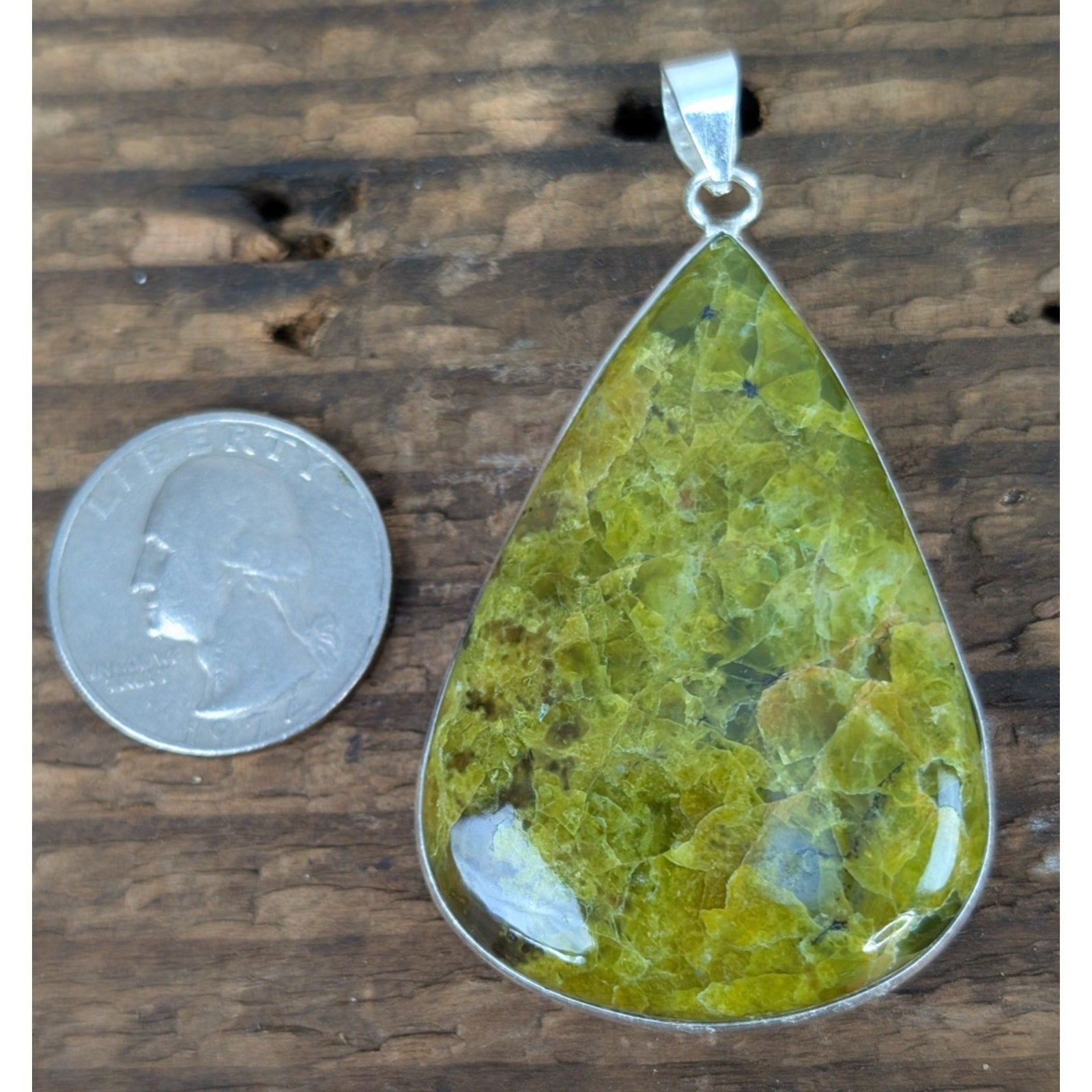 Peruvian GREEN OPAL Sterling Silver 925 Statement Pendant New 25g