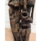 African DOGON Marriage Statue Wood Carved Couple and Children Figure 21"