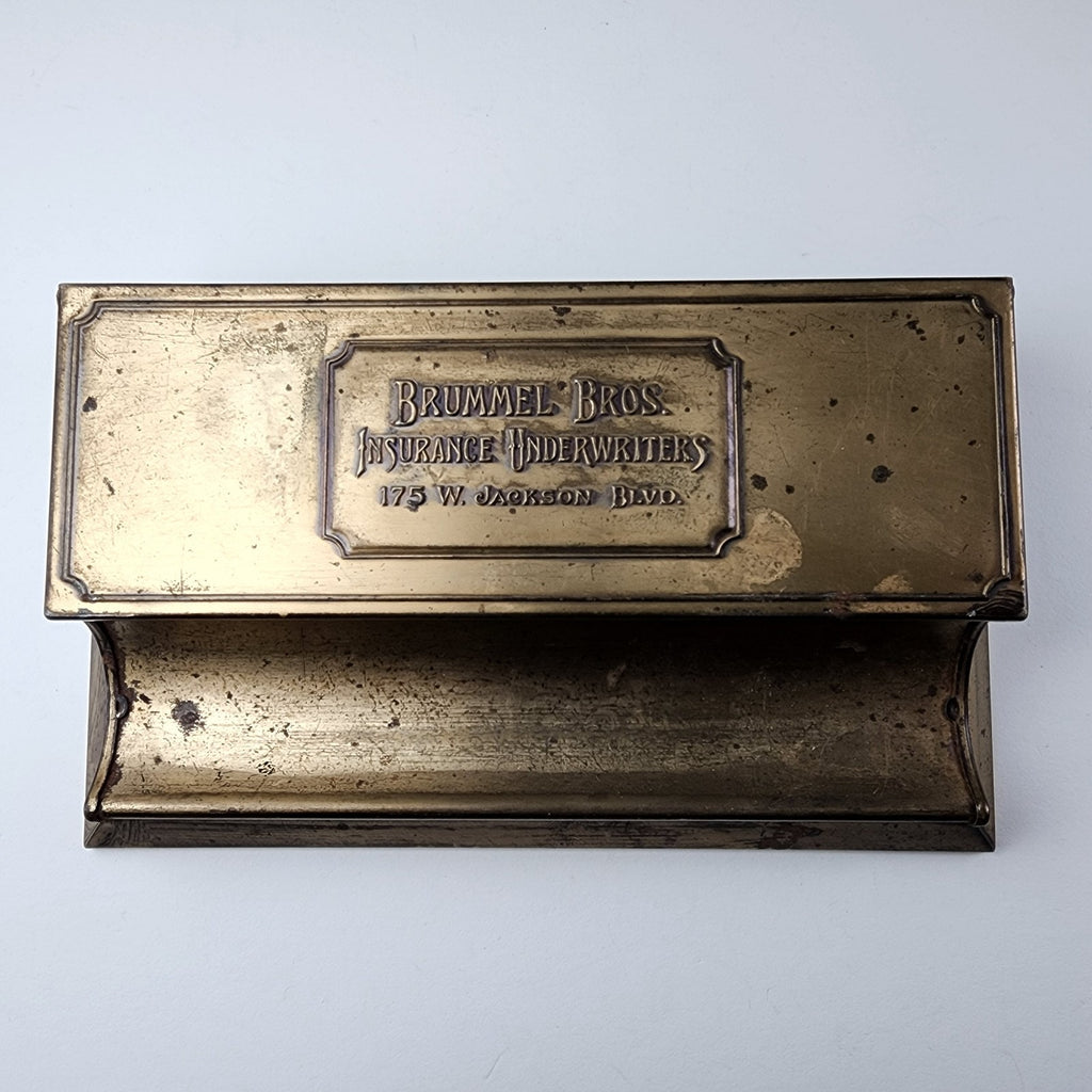 Antique Brass Stamp Box Desk Organizer Brass Box Brummel Bros Chicago