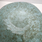 Seafoam Green Bubble Trap Art Glass Vase Hand Blown Square Vessel