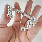 Modernist Multi Strand Ball Sterling Silver 925 Bracelet Vintage Bead