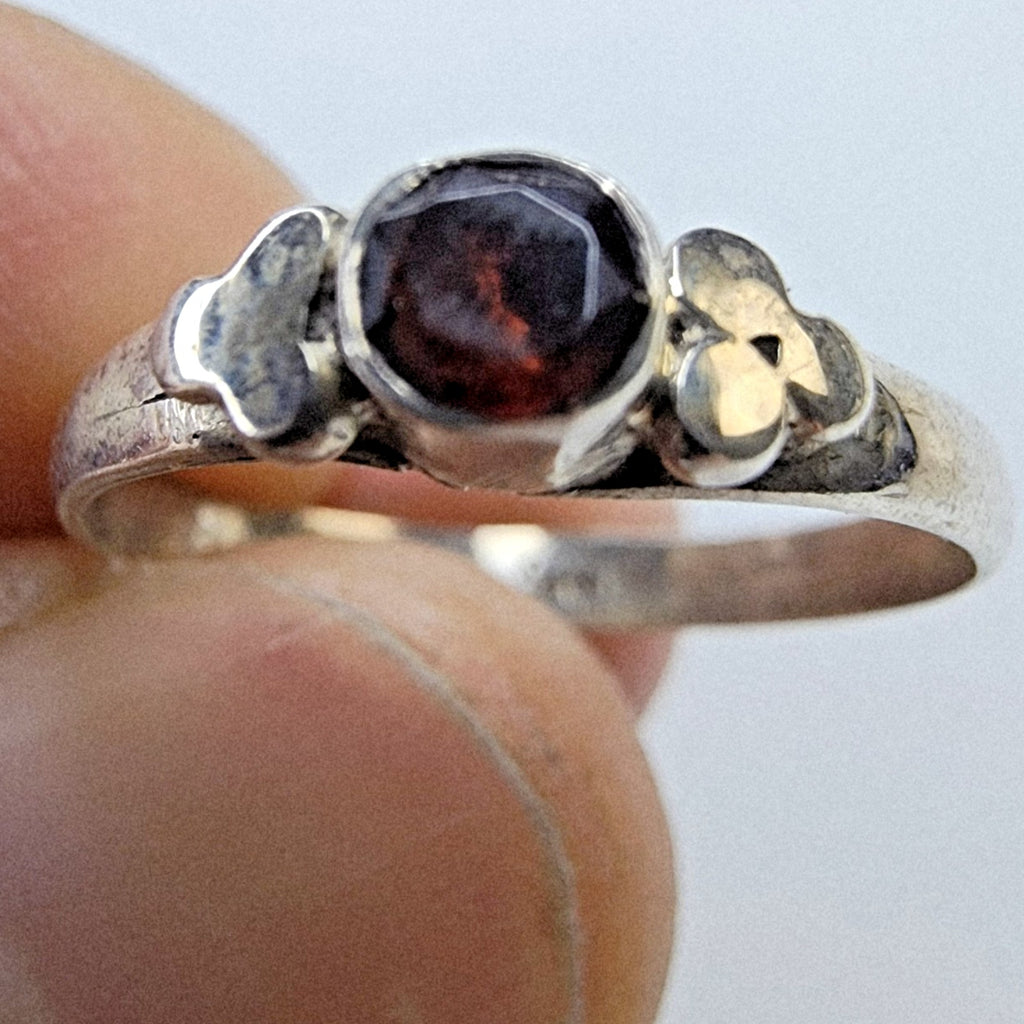 Root Beer Solitaire Sterling Silver 925 Ring - Size 7 1/2