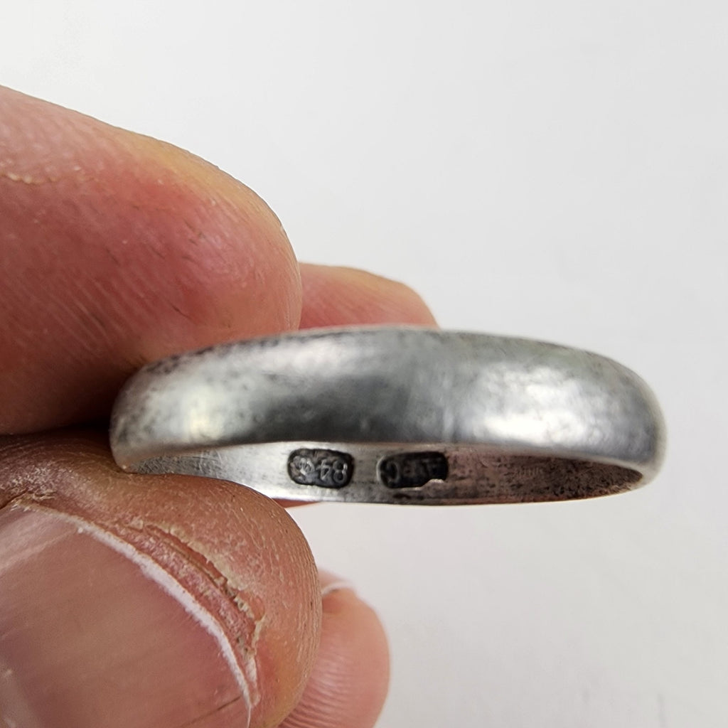 Russian Imperial Silver Band Ring Size 12 1/2 Vintage 875 Sterling 84