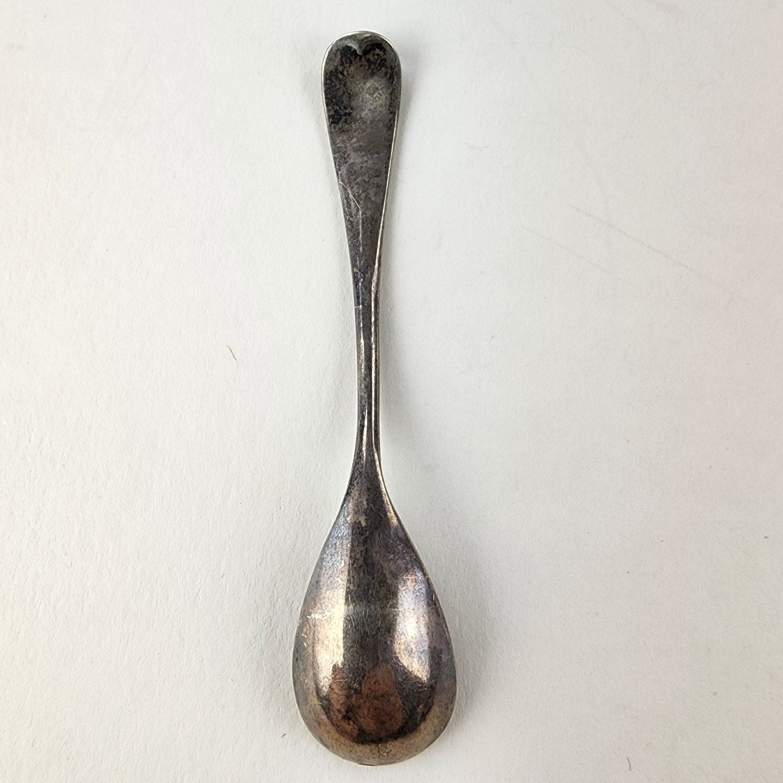 Fiddle Style Engraved M Salt Spoon Sterling Silver 925 Antique