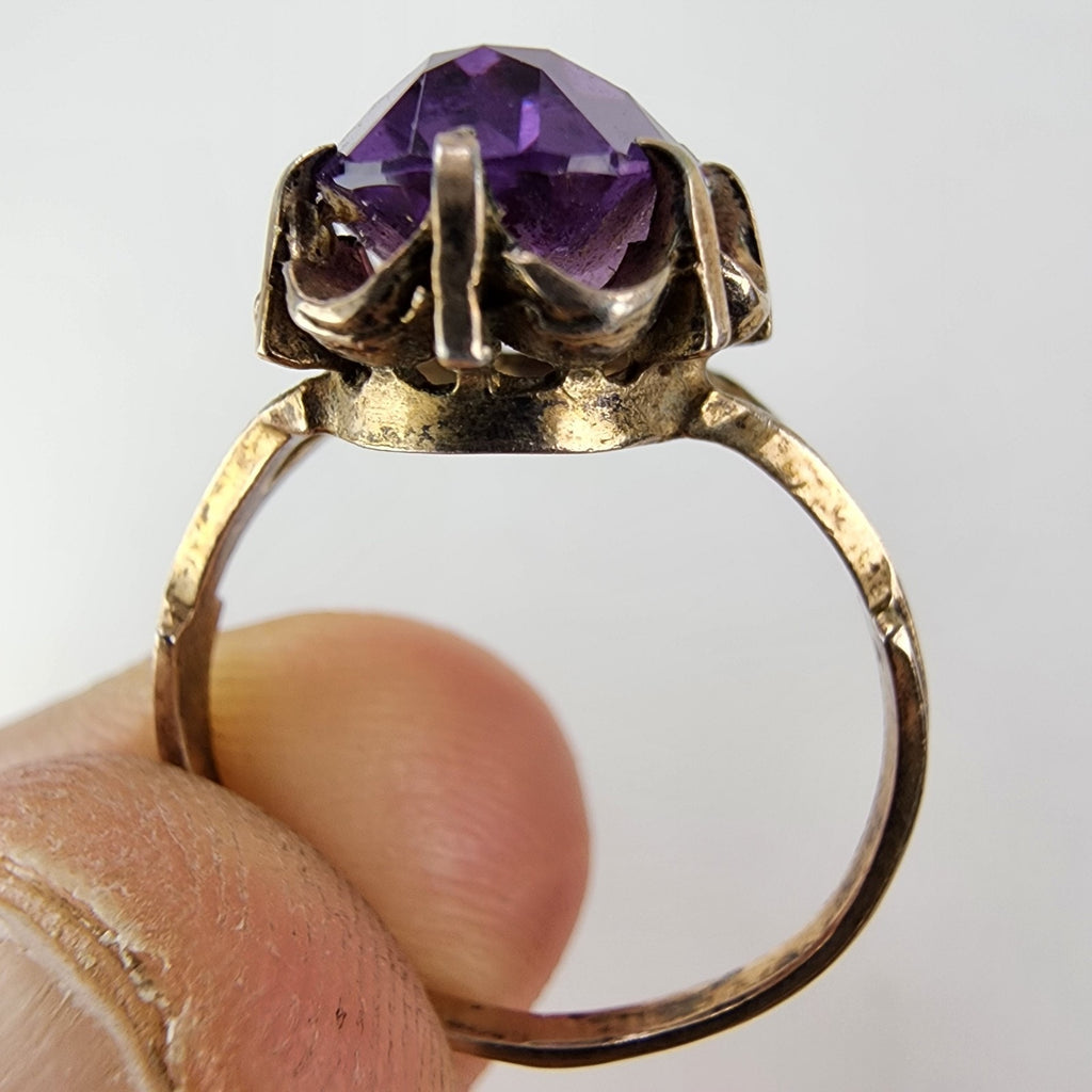 Purple Sapphire Russian Ring Size 9 Sterling Silver 875 Vintage
