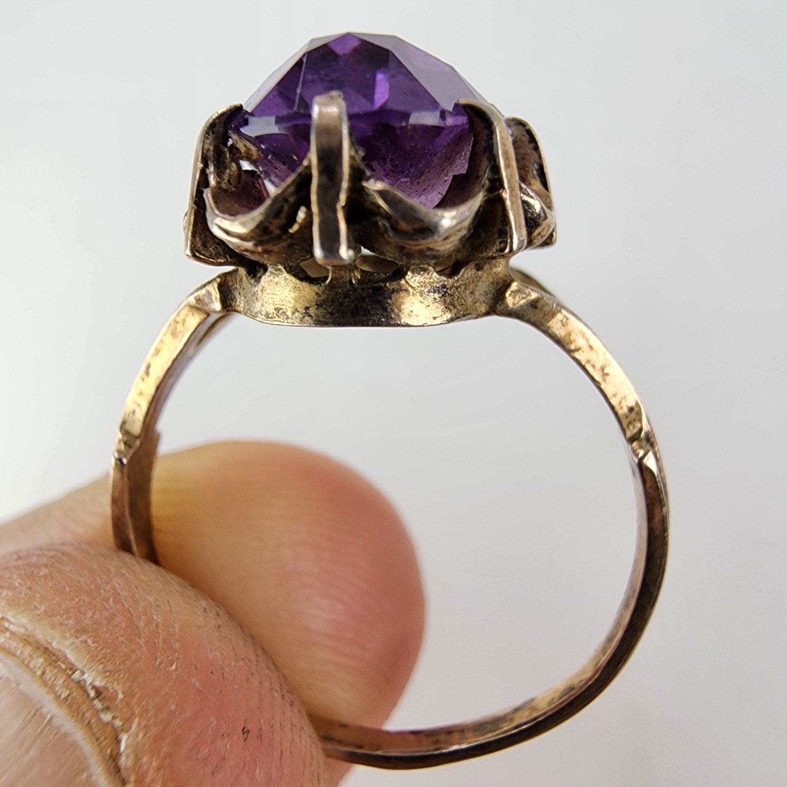 Purple Sapphire Russian Ring Size 9 Sterling Silver 875 Vintage