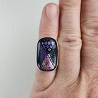 Dichroic Glass Cabochon Mexico Ring Size 7 Sterling Silver 925 Vintage