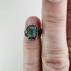 Old Pawn Green Turquoise Ring Size 3 in Sterling Silver 925