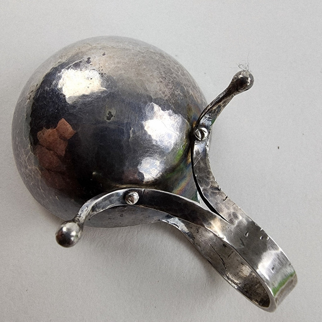 Georg Jensen Style Hand Hammered Salt Cellar with Spoon Sterling Silver 925