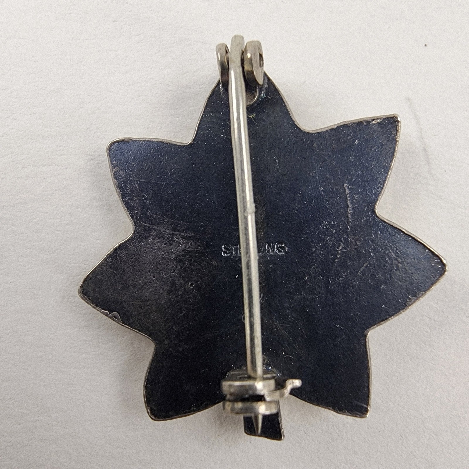 Textured Maple Leaf Brooch Sterling Silver 925 Vintage