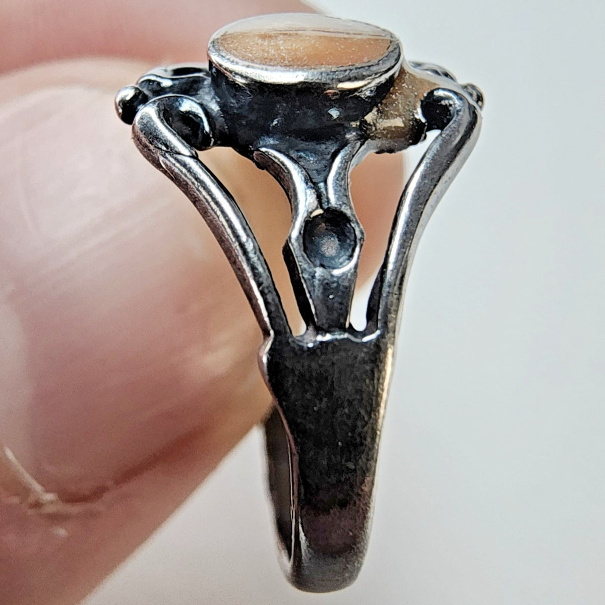 Peach Enamel Sterling Silver Bali 925 Open Ring Size 5 1/2 Vintage