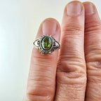 Beaded Peridot Poison Ring Size 4 3/4 Sterling Silver 925 Vintage