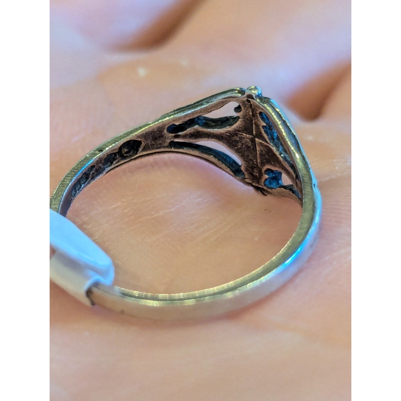 Blue Enamel Sterling Silver Bali 925 Open Ring - Size 7