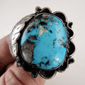 Old Pawn Turquoise Statement Ring Size 8 1/2 Sterling Silver 925 Vintage