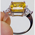 5ct Yellow Moissanite Sterling Silver 925 Cocktail Ring Size 8 Asscher Cut