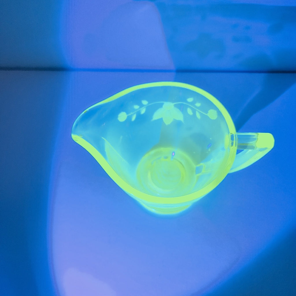 UV Uranium Glow Creamer by Greenburg Vintage Depression Glass