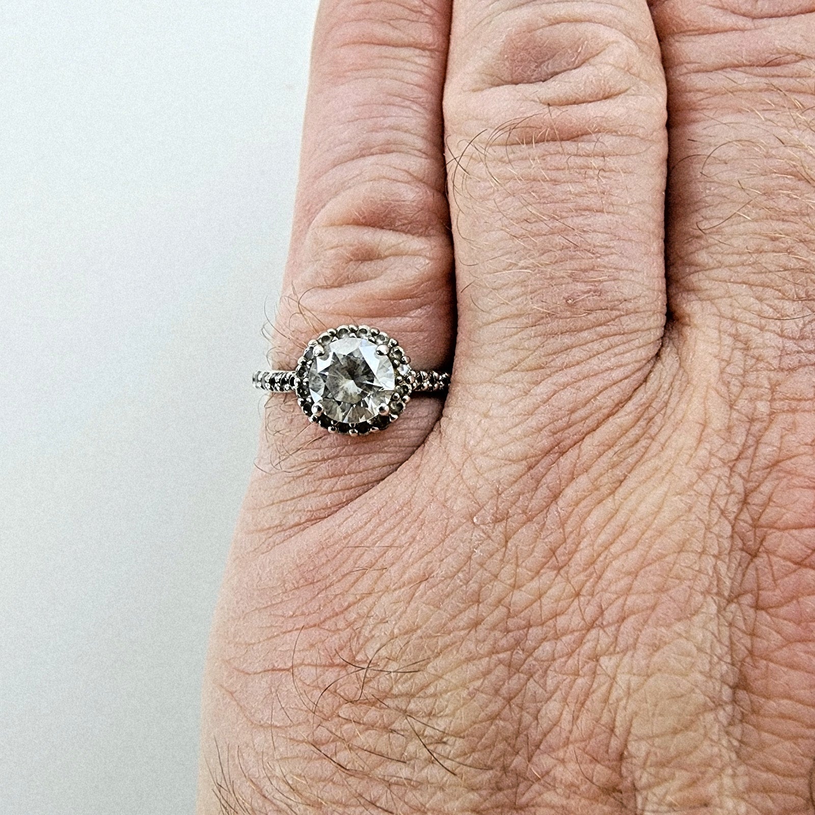 Halo Cocktail Ring Size 8 Sterling Silver 925 Vintage Cluster Band