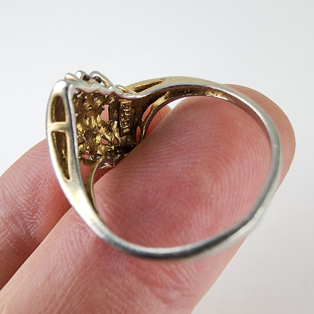 Gold Over Sterling Silver 925 Diamond Accent Cluster Bypass Ring Size 8 1/2