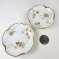 3" Porcelain Pair of Butter Pat Dishes Limoges France Hand Painted Vintage