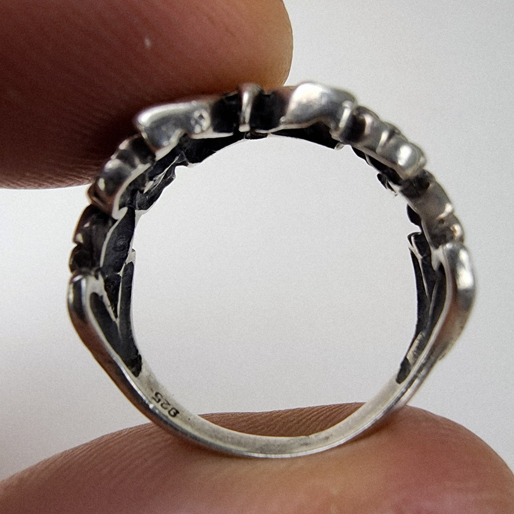 Buttery Flower Band Ring Size 9 Sterling Silver 925 Vintage