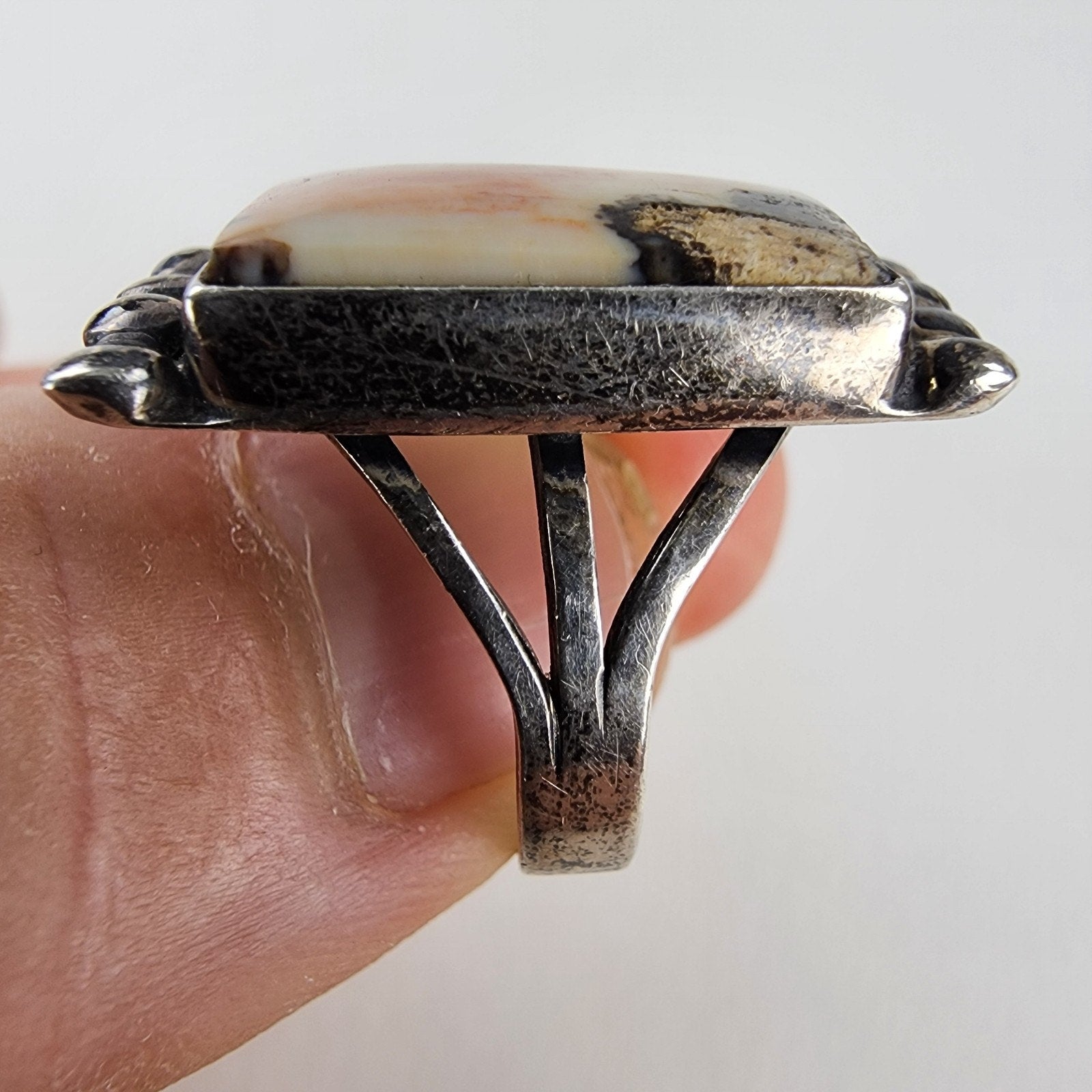 Petrified Wood Native Ring Size 7 1/2 Sterling Silver 925 Vintage Navajo