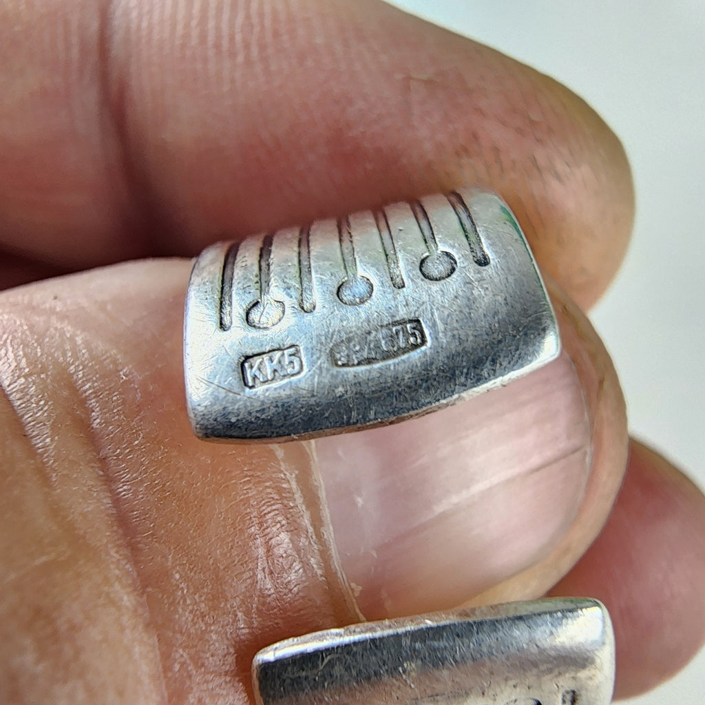 Dichroic Modernist Russian Ring Adjustable Size 8 1/2 Sterling Silver 875