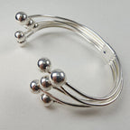 Modernist Multi Strand Ball Sterling Silver 925 Bracelet Vintage Bead