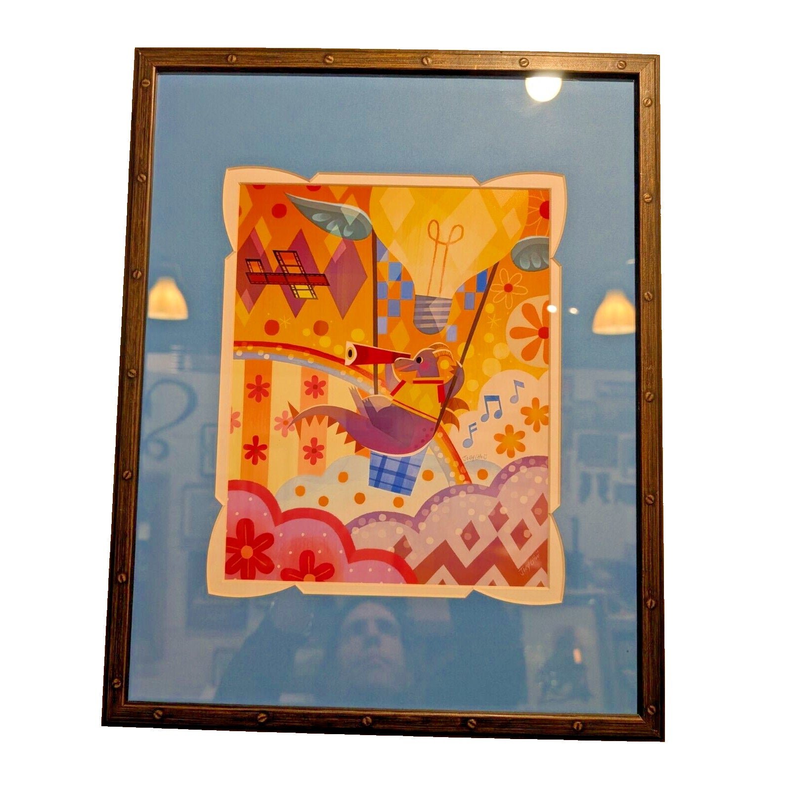 Framed Disney Print by Joey Chou Dragon Hot Air Balloon 14" x 18"