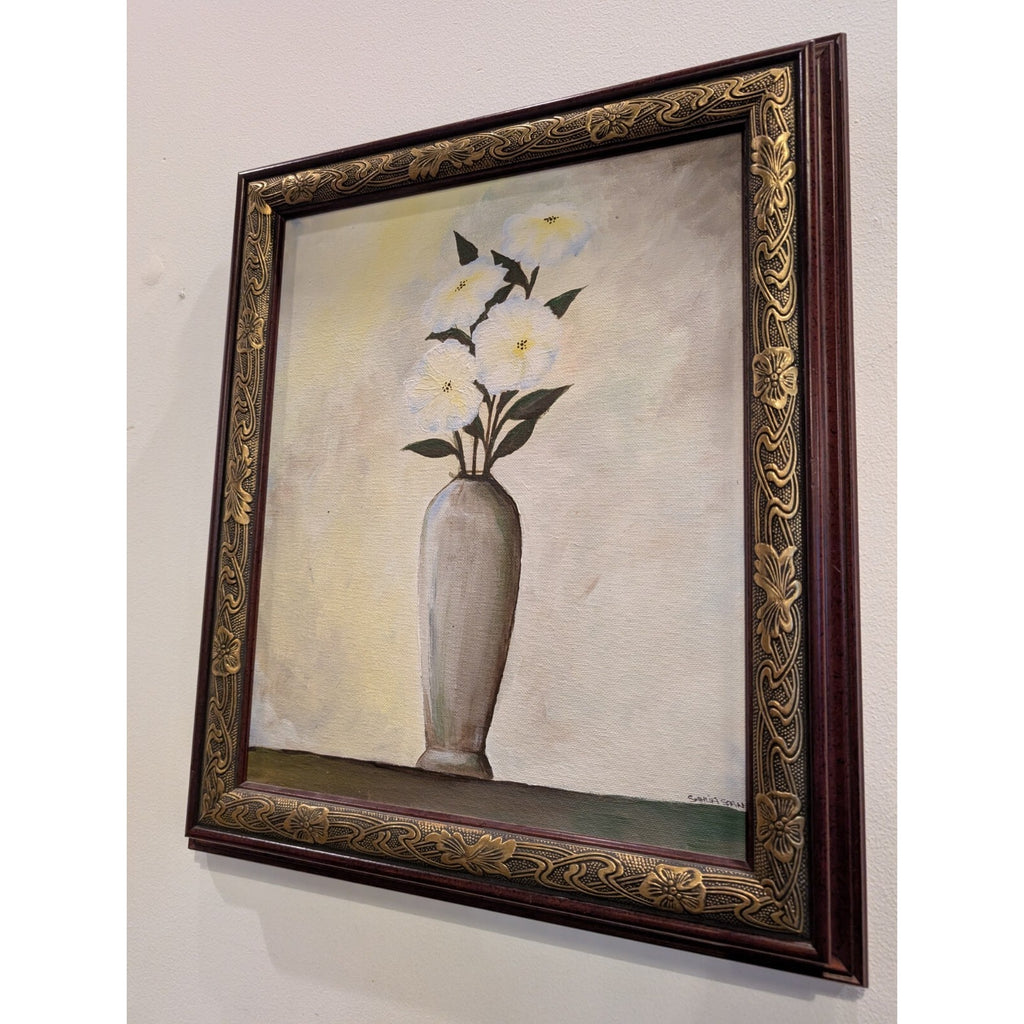 Beutifully Framed FLORAL VASE Acrylic Painting by Sahlia Spaan - Oregon Artist