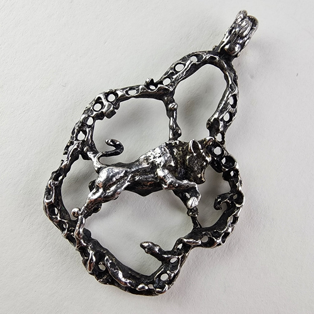 Brutalist Taurus the Bull Zodiac Sign Sterling Silver 925 Pendant